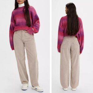 LEVI'S Premium Baggy Dad Corduroy Jean Size 24 Brown Garment Dye